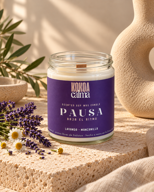 Pausa · Vela de soja aromaterapia de lavanda y manzanilla