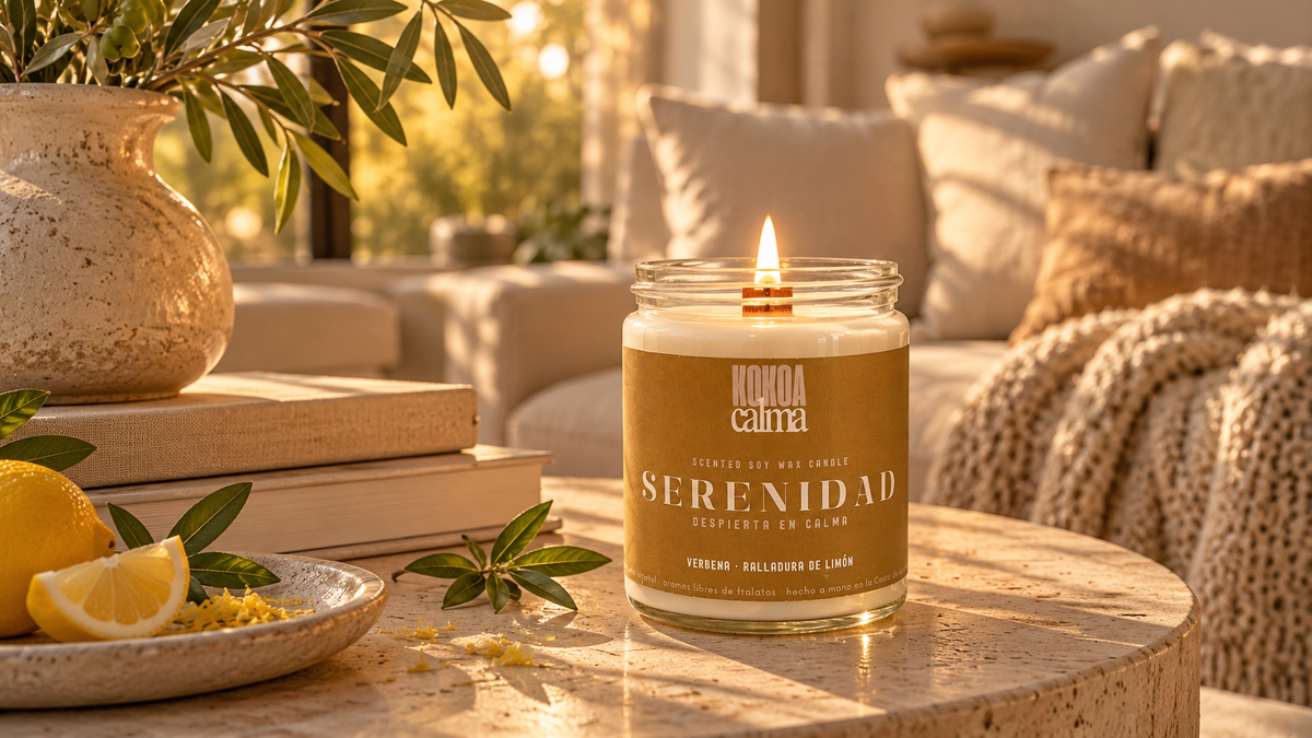 Serenidad · Vela de soja aromaterapia de verbena y limón