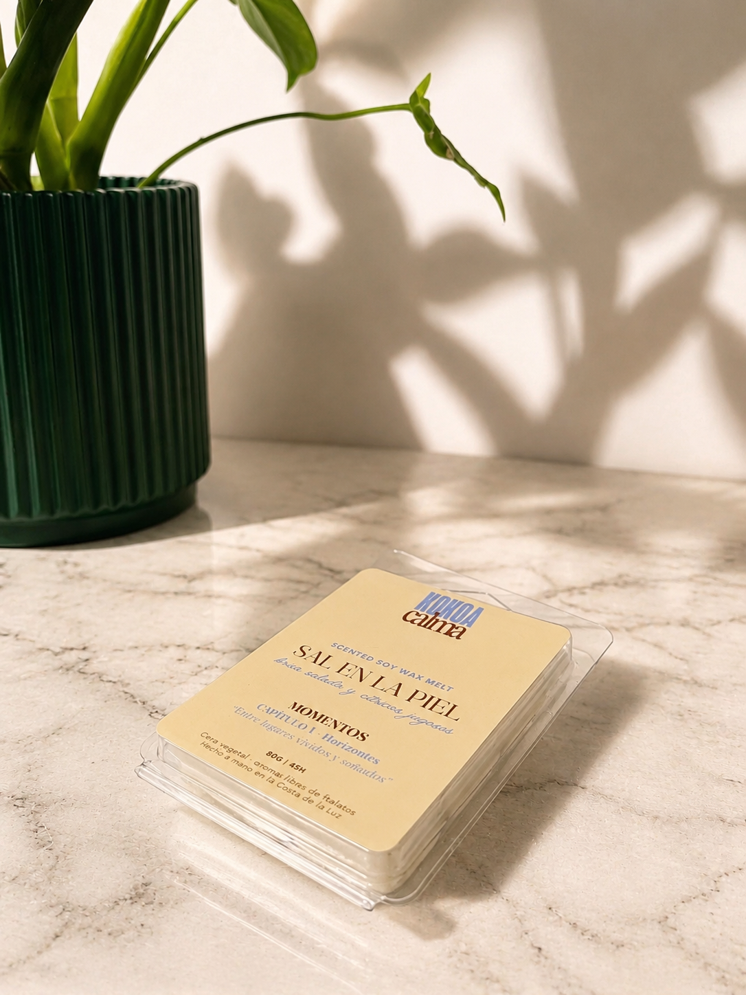 Sal en la piel · Wax melt de soja de cítricos jugosos y sal marina