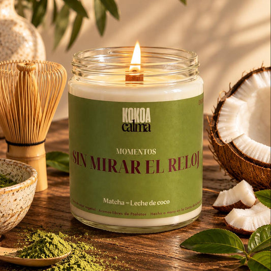 Sin mirar el reloj · Vela de soja de matcha y leche de coco