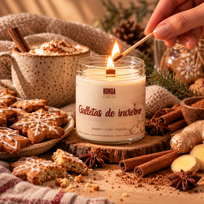 Galletas de invierno · Vela de soja de jengibre, leche y especias