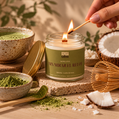 Sin mirar el reloj · Vela de soja de matcha y leche de coco