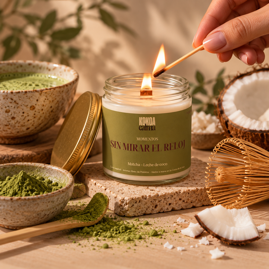 Sin mirar el reloj · Vela de soja de matcha y leche de coco
