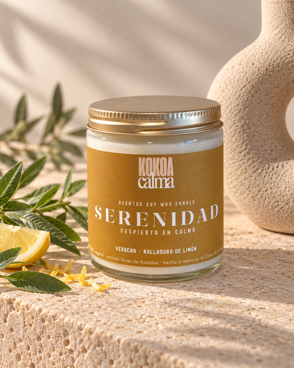 Serenidad · Vela de soja aromaterapia de verbena y limón