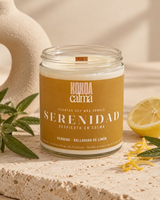 Serenidad · Vela de soja aromaterapia de verbena y limón