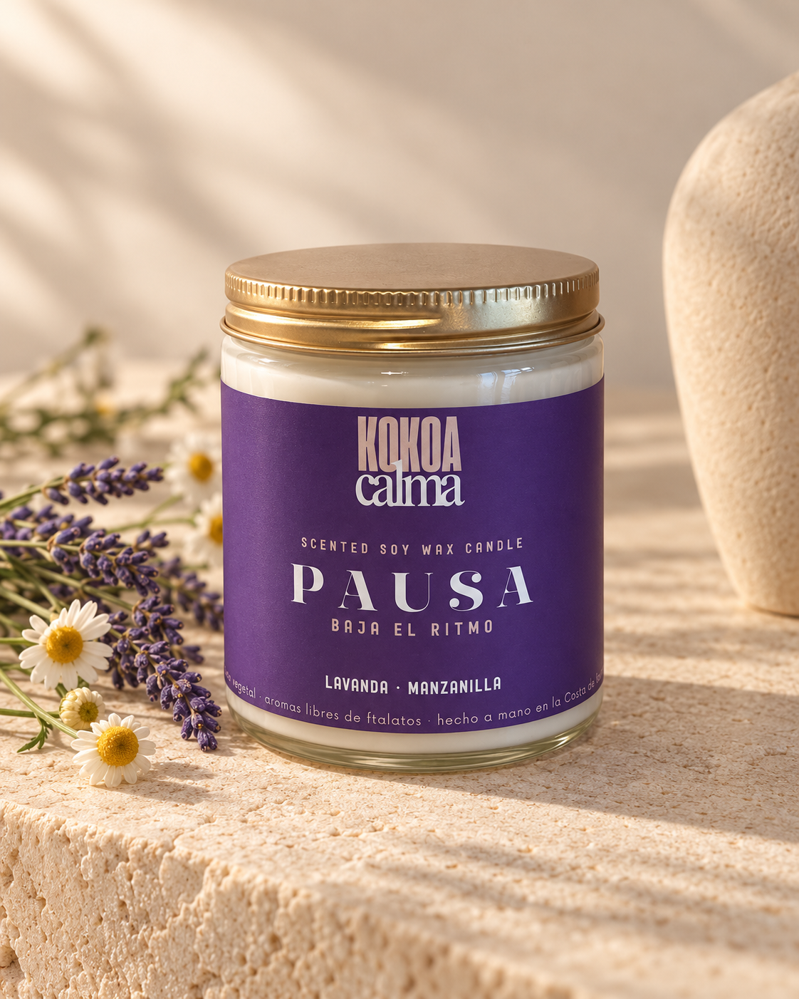 Pausa · Vela de soja aromaterapia de lavanda y manzanilla