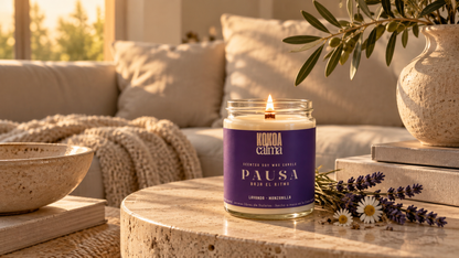 Pausa · Vela de soja aromaterapia de lavanda y manzanilla