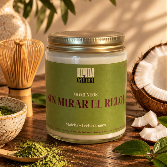 Sin mirar el reloj · Vela de soja de matcha y leche de coco